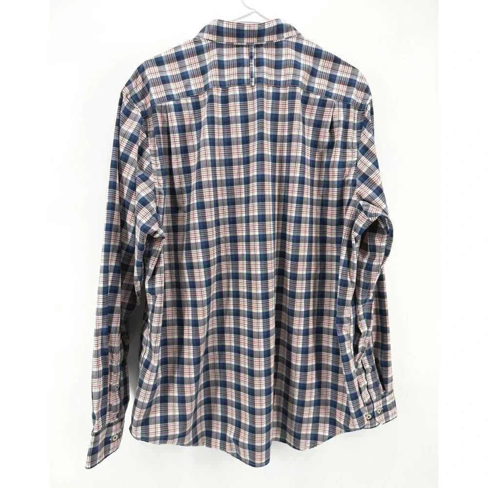 Banana Republic Camden Fit Blue Red Plaid Shirt Preppy Cotton Office Men XL EUC